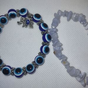 Crystal Chip and Evil eye bead Bracelet Lot